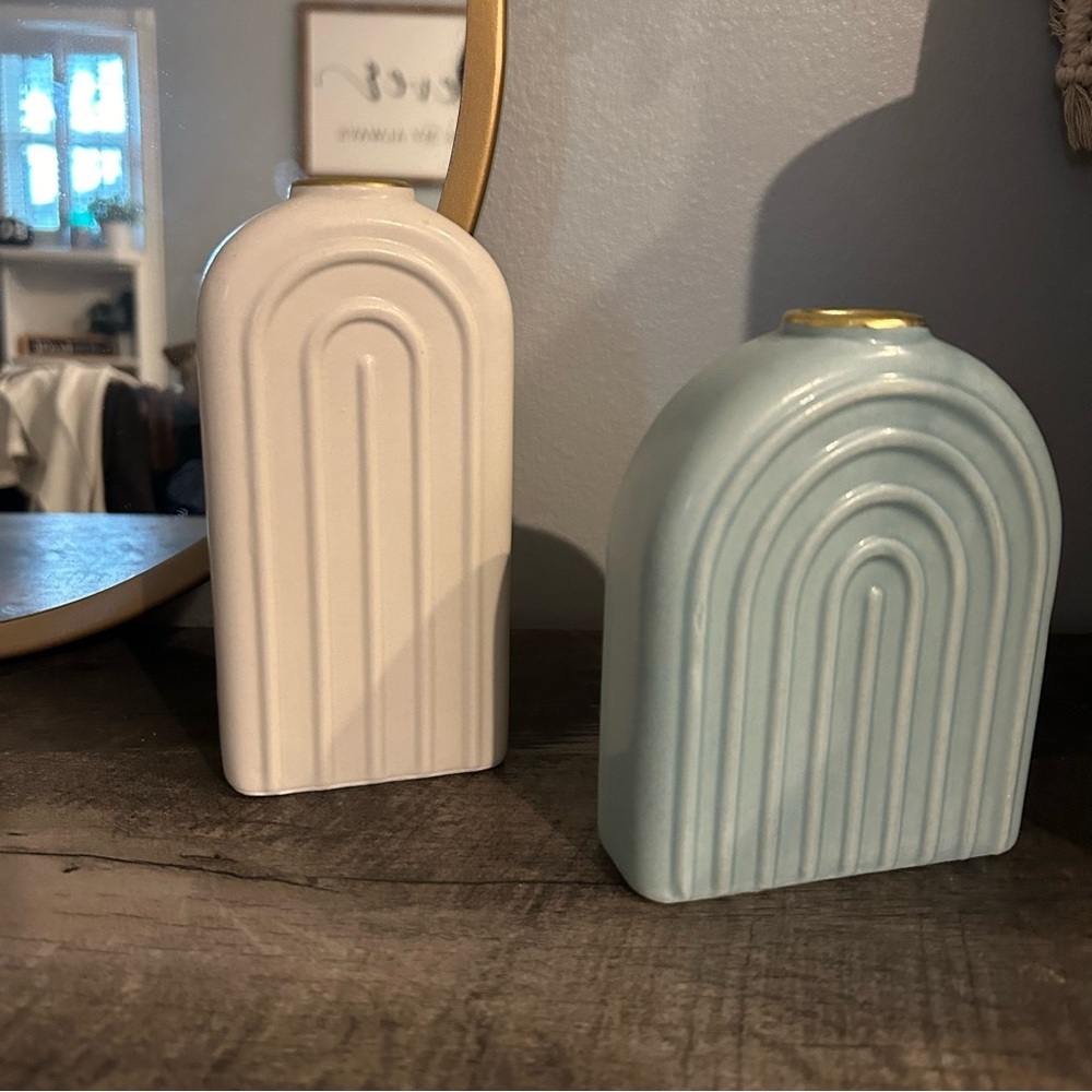 Target bud vases ivory and blue (2 count)
